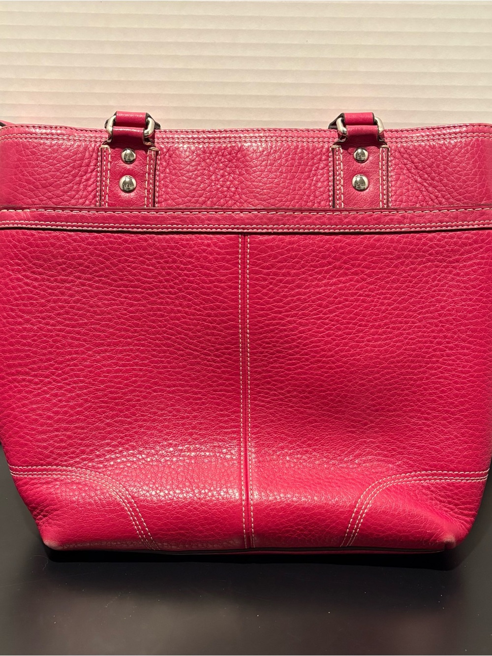 COACH Hamilton Hampton F13959 Pink Pebbled Leather Shoulder Bag Turn Lock - Picture 2 of 9